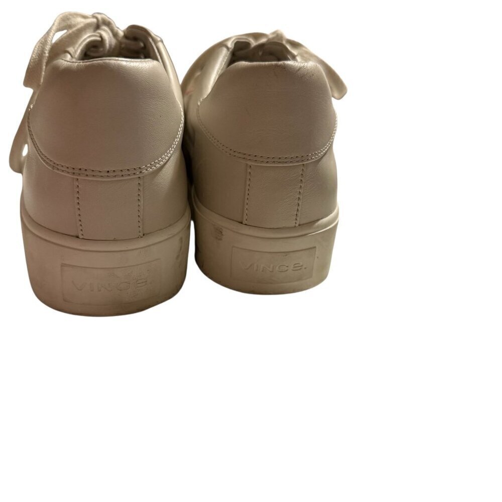 Vince Womens Cream/Ivory benefield Leather Platform Sneakers Size 9 - Picture 3 of 10